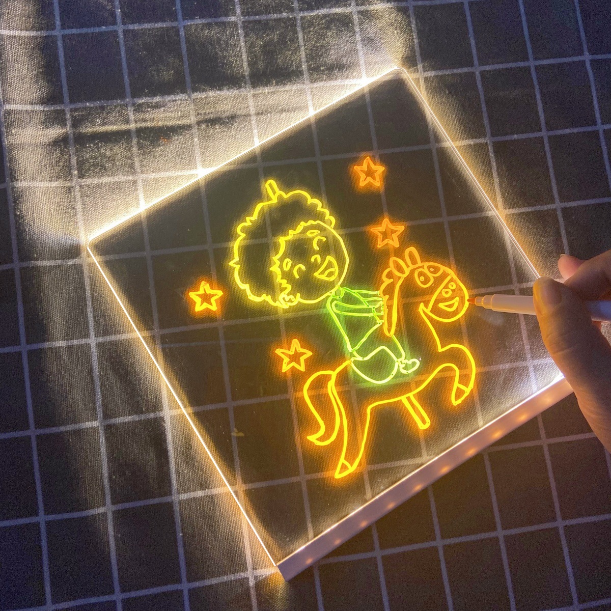 diy stall small blackboard with luminous graffiti dust-free led children's drawing board household bracket with light handwriting board