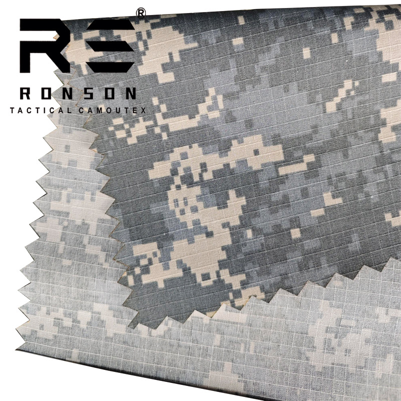 Picture of Rongsheng in stock U.S. Army UCP Grey Plaid Digital ACU Camouflage Fabric Polyester Cotton Plaid Breathable Wear-Resistant Tactical Fabric