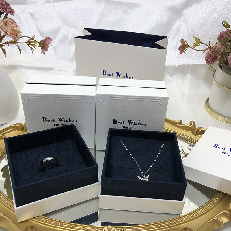 Japanese and Korean Style Seiko White Heaven and Earth Cover Jewelry Gift Jewelry Box Ring Earrings Necklace Multi-Purpose Jewelry Box Ins