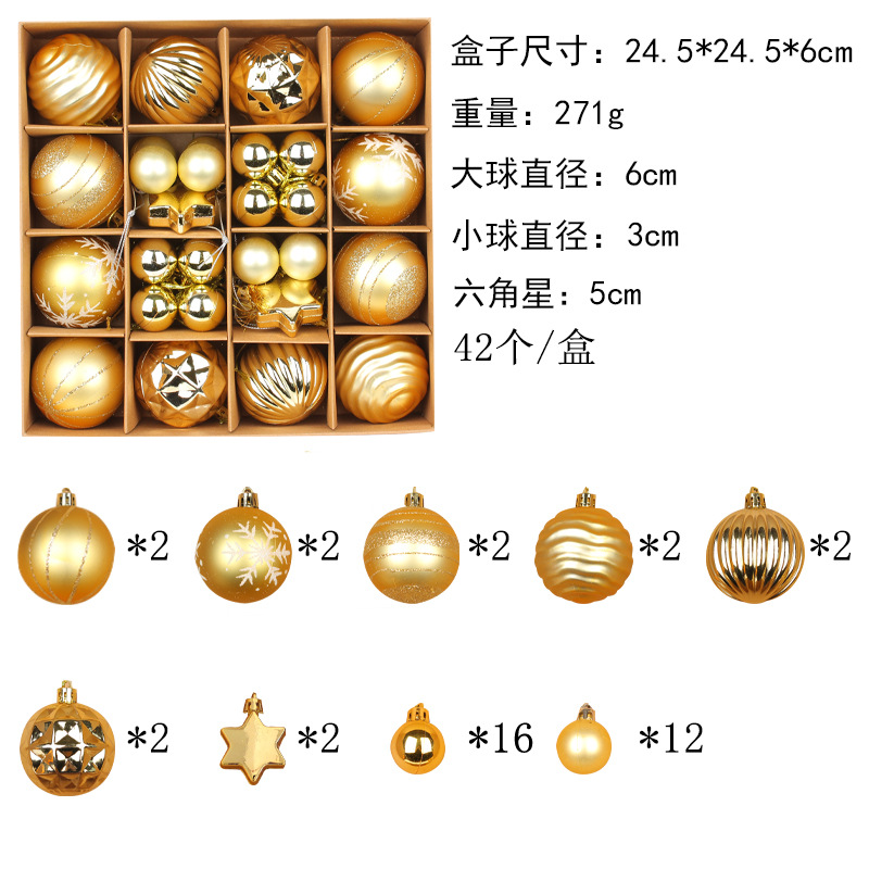 Picture of Zhuran Christmas Ball suit Christmas Tree Painting Ball Hanging Pendant Electroplated Ball Holiday Decoration Ball Mixed Gift Box