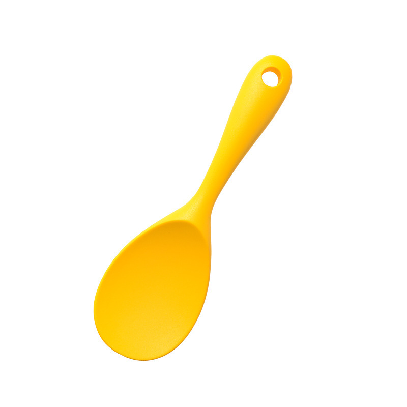 Picture of New Chinese Yellow All-inclusive Silicone 8-piece Kitchen Tools Kitchenware Set Cooking Shovel Spoon Stir-frying Shovel with Storage Bucket