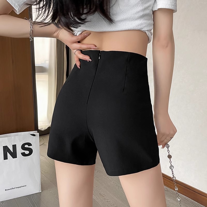 Spring and Summer Sexy Hot Pants High Waist Design Sense Korean Style Suit Shorts Women's Black 2024 Small Slim Middle East