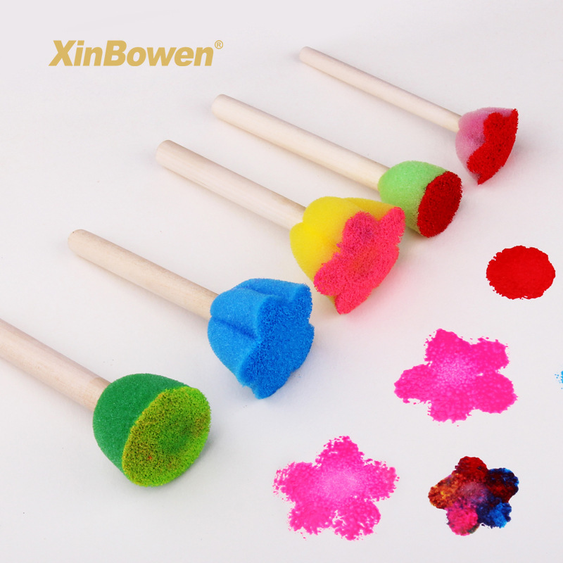 Cross-border sponge brush creative sponge brush 5 color mini flower sponge seal art supplies wholesale