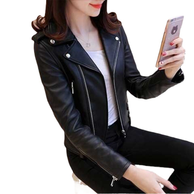 Wholesale 2025 Spring and Autumn New Korean Style Women's Pu Leather Jacket Women's Short Slim Fit Motorcycle Leather Jacket