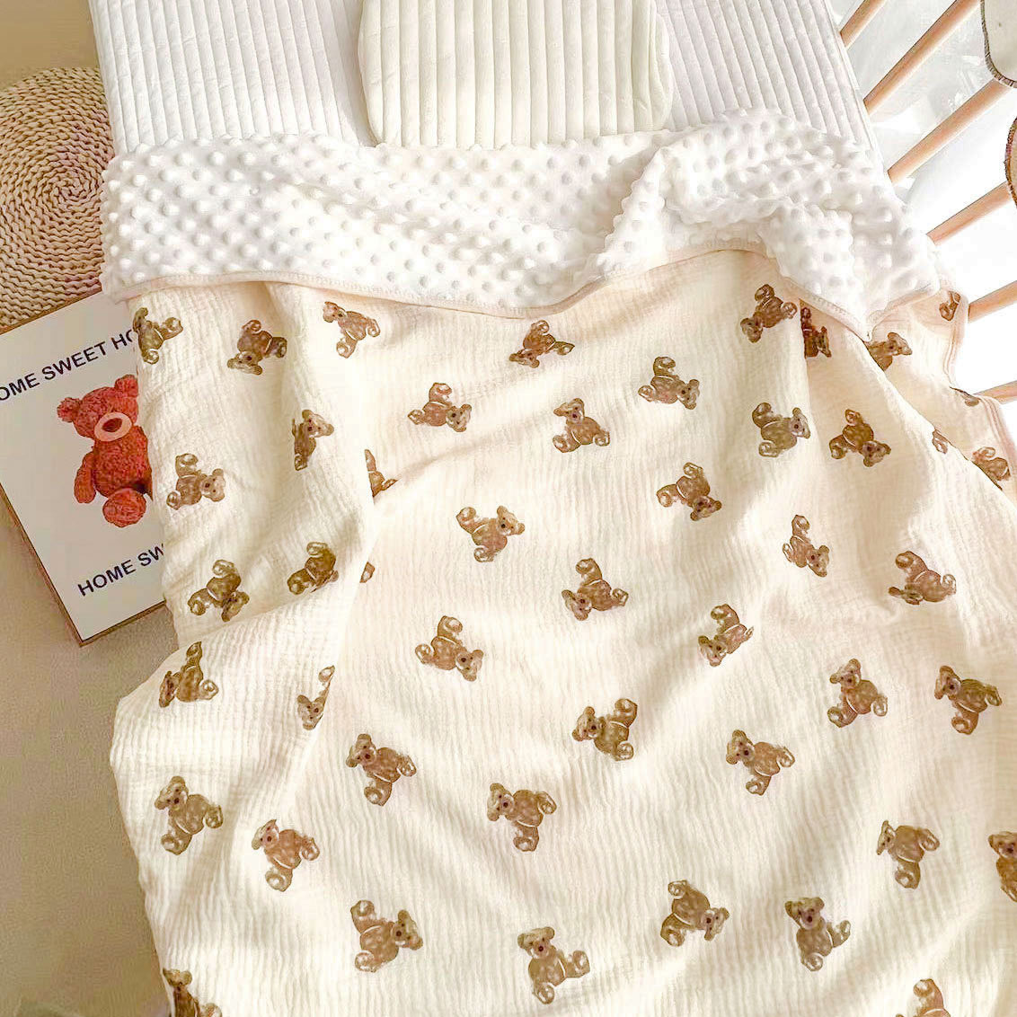 Picture of Bean Blanket Baby Quilt Summer Thin Gauze Air-conditioning Quilt Wholesale Children's Cotton Wrinkle Baby Blanket for Hair