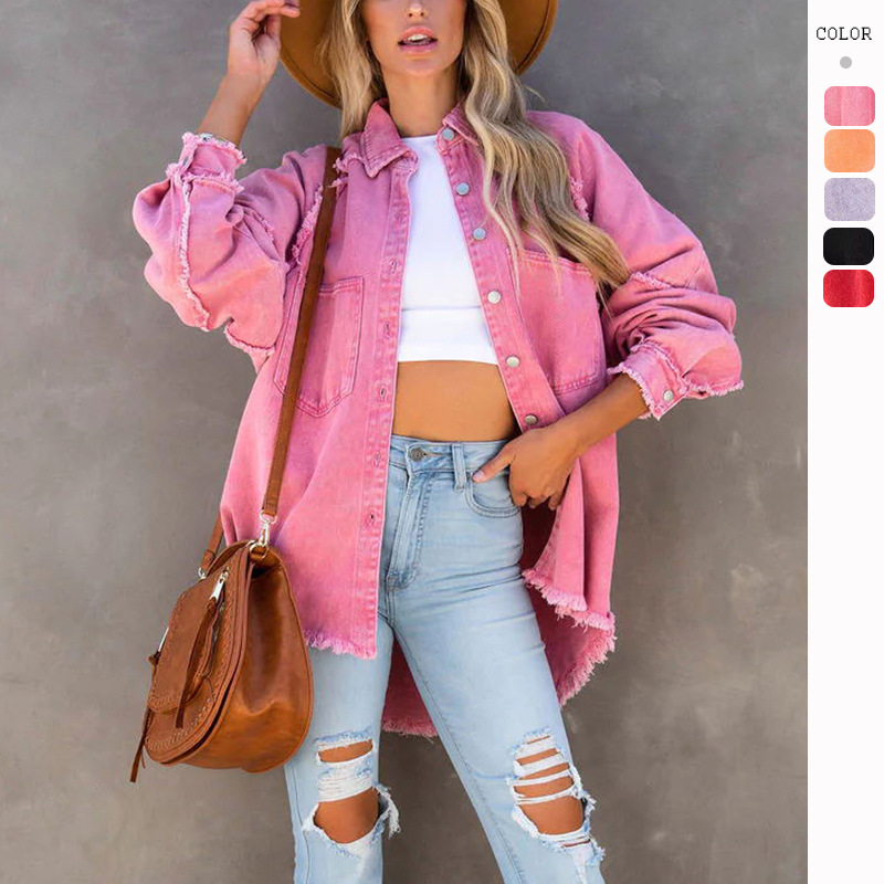 Picture of Foreign trade women's summer new European and American leisure do old tassel hole loose Denim coat cross-border Amazon women