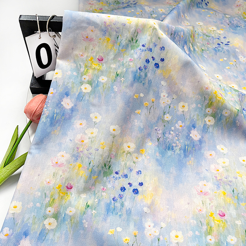 Oil Painting Floral Cotton 40-Count Poplin Digital Printed Fabric Children's Clothing Shirt Dress Clothing Fabric