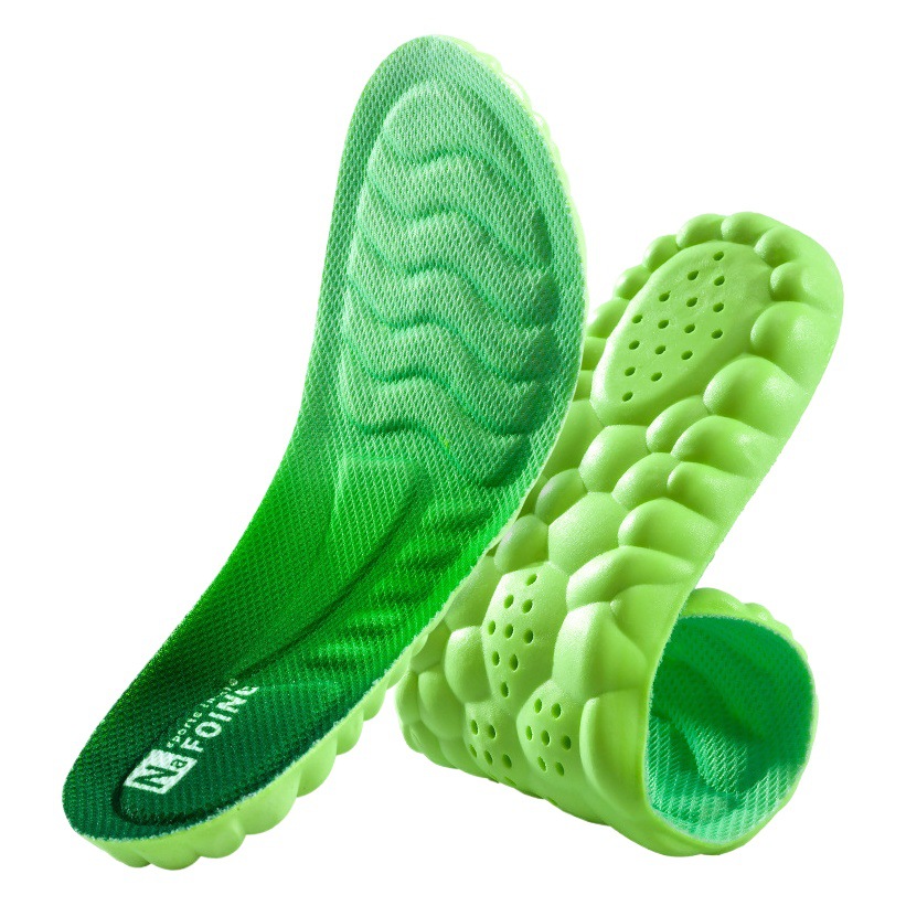 Sports Insole PU Stamping Feeling Soft Elastic Long Standing Arch Support Ai Cao Summer Men's Running Shock Absorption Sweat Absorbing Insole