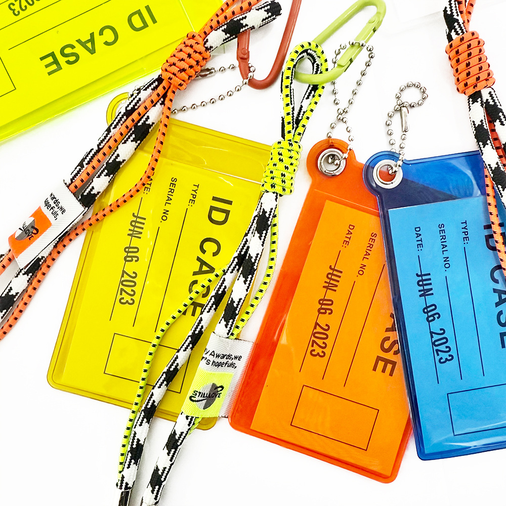 Pvc Colorful Transparent Card Holder Student Meal Card Access Card Pendant Luggage Tag Shipping Card Bus Card Accessories Lanyard