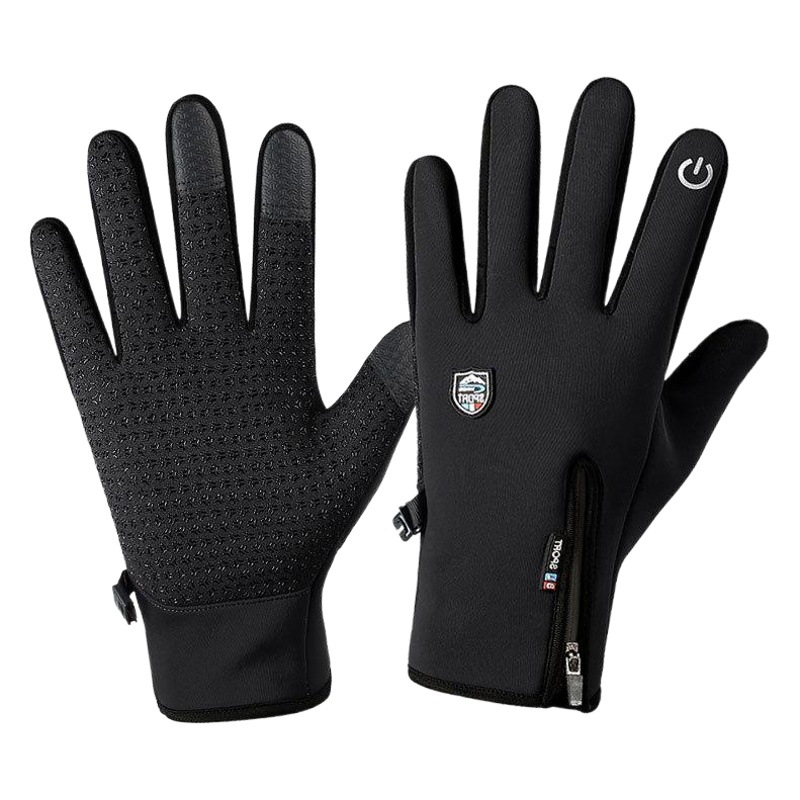 Autumn and Winter Warm Gloves Fitness Windproof Waterproof Touch Screen Anti-slip Thickened Outdoor Riding Sports Gloves for Electric Bicycle