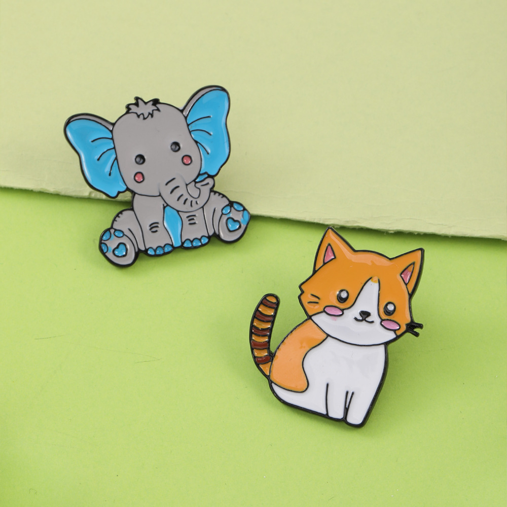 Picture of Cartoon Cute Student Brooch Backpack Collar Sloth Bread Hedgehog Elephant Badge Enamel Animal Pin