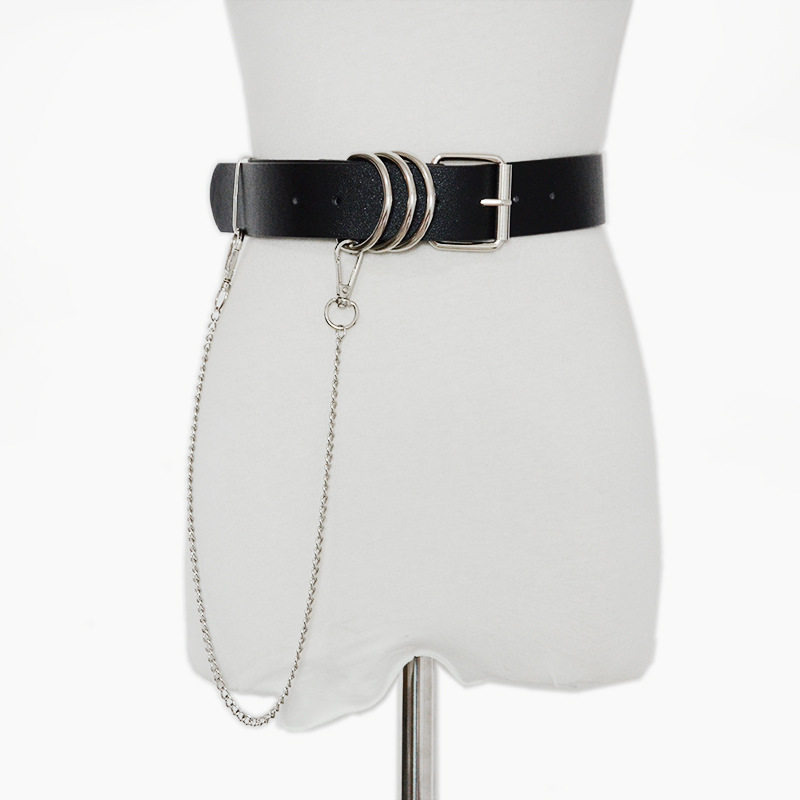 New Korean Style Women's Casual Belt, Fashionable and Personalized Pu Punk Pin Buckle, Simple Buckle Chain Decorative Belt