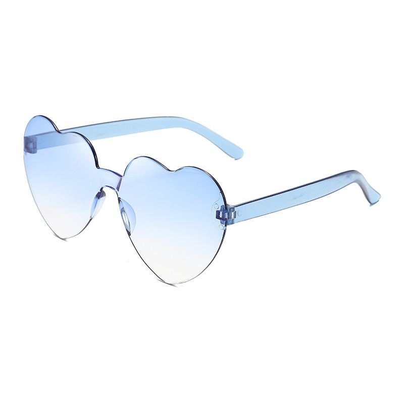 Picture of New love sunglasses jelly color frameless heart-shaped conjoined glasses dazzling color heart sunglasses