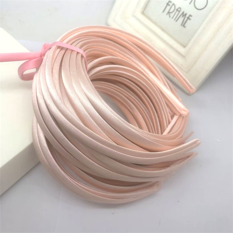 Picture of 10mm Candy-Colored Cloth-Wrapped Thickeneded Headband DIY Hairband Material Hair Accessories 1cm Satin Set Cloth Headband