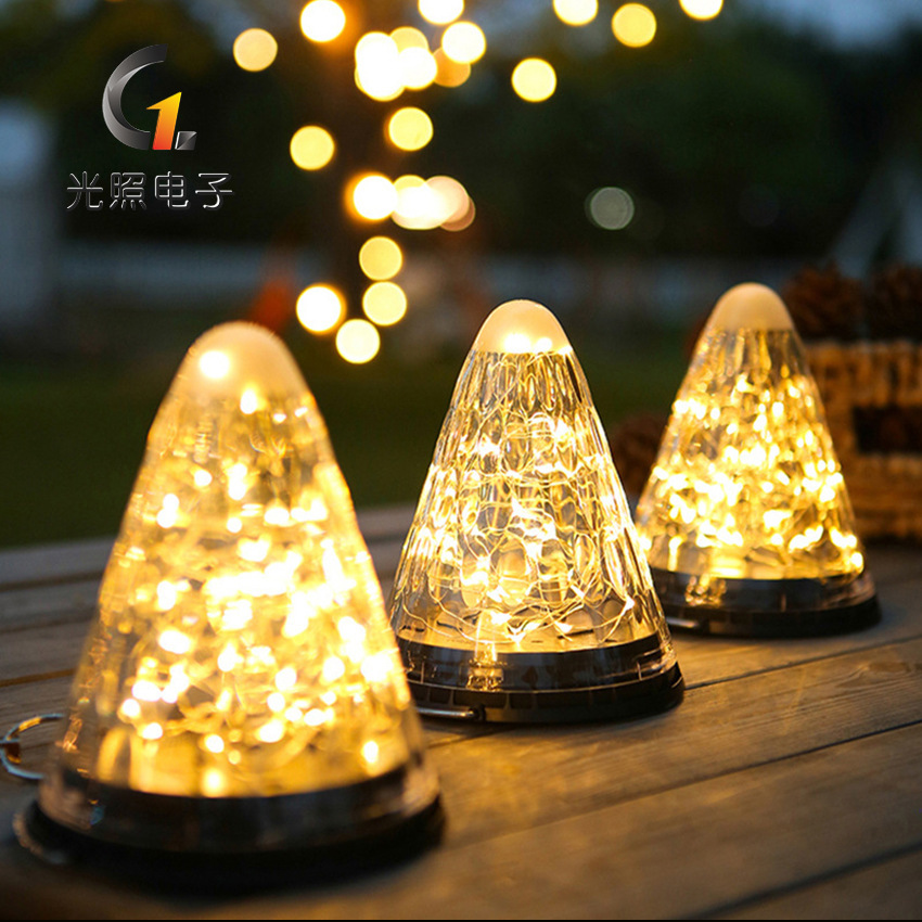 Cross-border new solar diamond star light solar cone star light outdoor waterproof led decorative chandelier