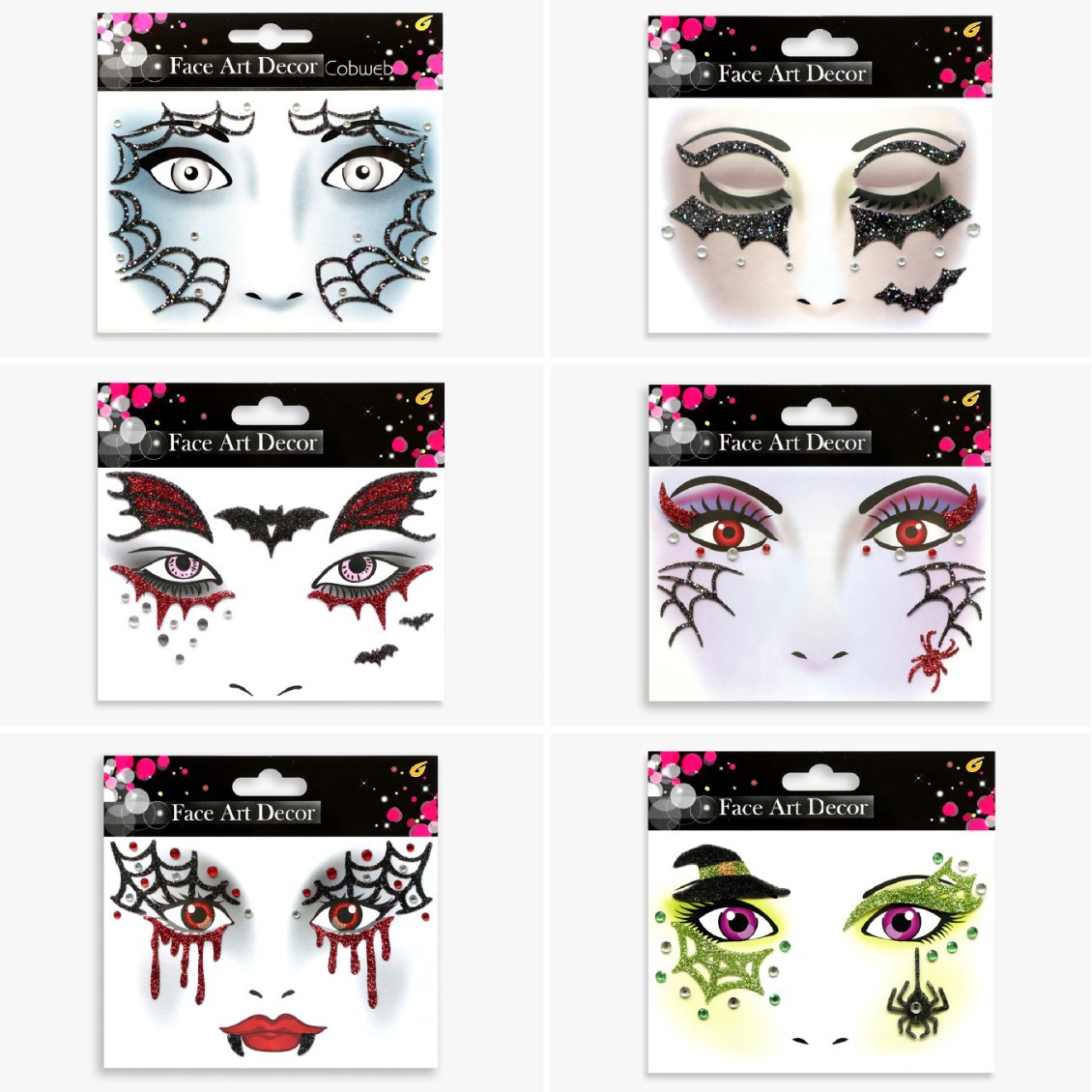 Halloween Holiday Party Stage Makeup Face Stickers Makeup Stickers Glitter Face Stickers Colorful Ghost Creative