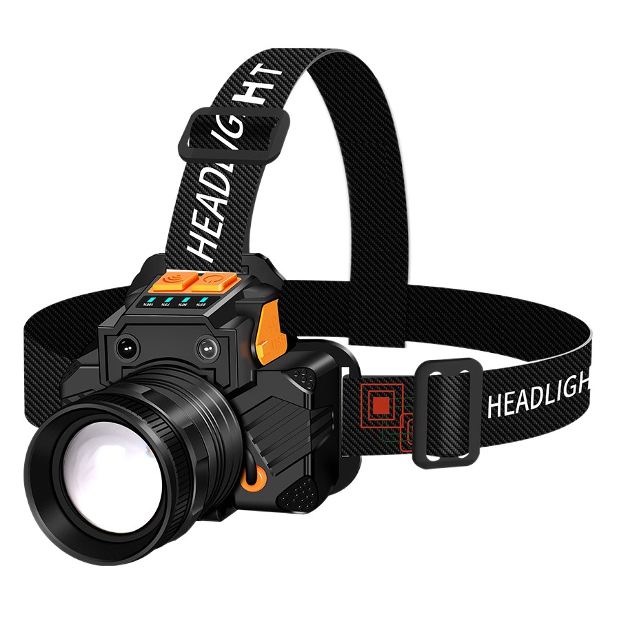 Cross-border rotating zoom white laser strong light LED induction headlight outdoor night fishing multi-function USB charging headlight