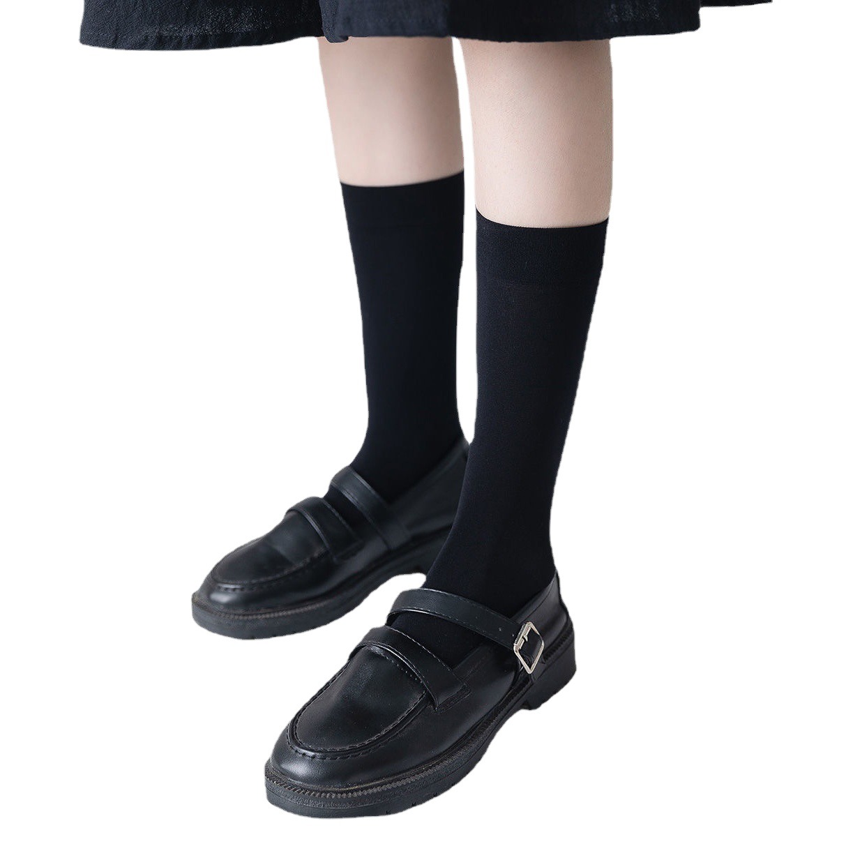 Calf socks women's pressure thin leg socks slimming velvet socks jk socks black school style women's stockings tide stockings