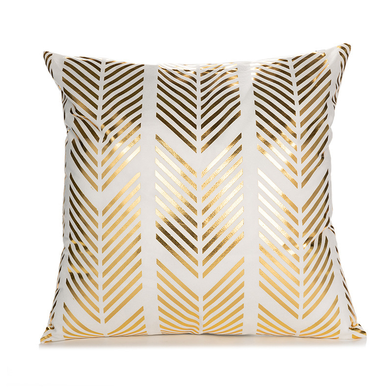Picture of Cross-border Amazon New Geometric Bronzing Proverbs Super Soft Short Plush Pillow Bedroom Sofa Removable and Washable Cushion Cover