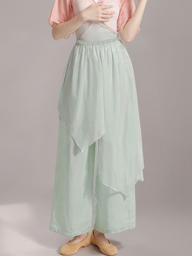 Classical dance practice wear, dance pants, wide-leg pants, flowing Chinese dance wear, modern dance irregular long pants, skirt pants