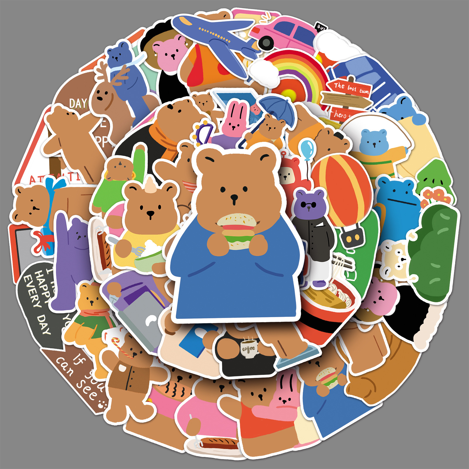 50 Korean bear graffiti cartoon original girl heart goo card cute DIY cup luggage sticker waterproof