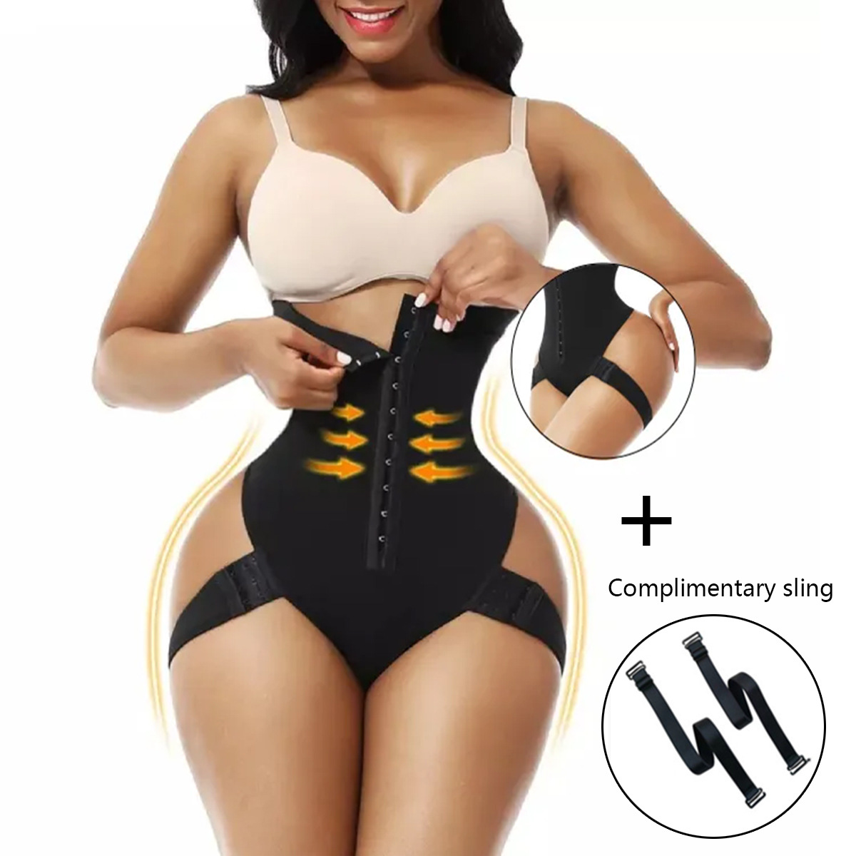 Cross-border European and American one-piece high waist belly shaping pants hip shaping plus size body shaping pants breasted waist slimming butt shaping pants
