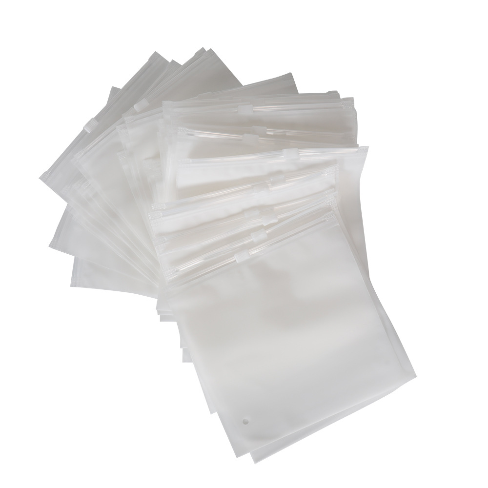 Picture of in stock wholesale pe transparent cpe matte horizontal vertical storage clothing socks underwear printed zipper bag