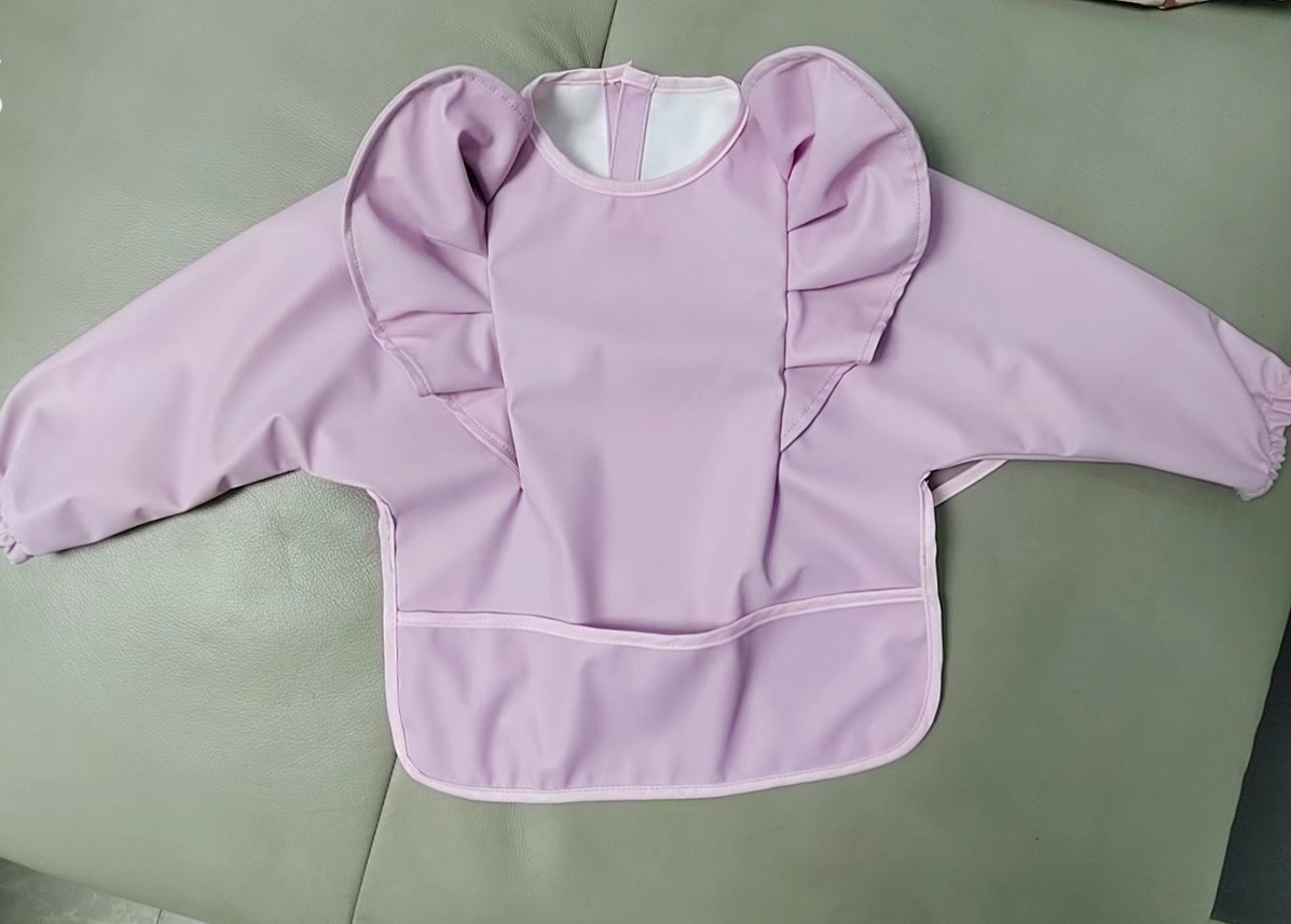 Picture of Danish Children's Overalls Long-Sleeved Wings Eating Clothes Baby Retro-Dressing Baby Soft PU Waterproof Anti-Dirty Feeding Clothes