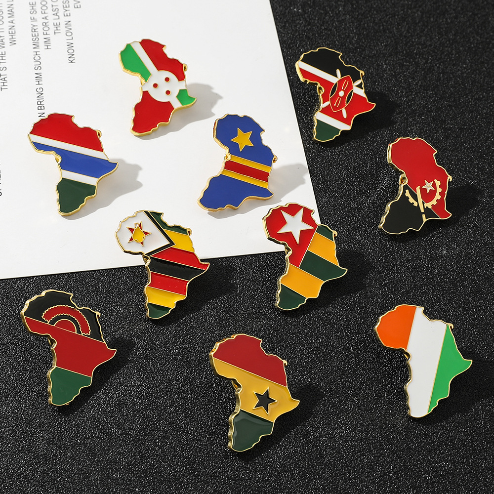 Picture of World Map Brooch Africa Map Angola Ghana Kenya Pin Creative Personality Badge