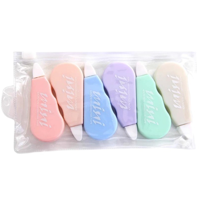 Mini 6 Pack Morandi Style Correction Tape Primary and Secondary School Students Correction Bag Large Capacity Stationery Correction Tape Wholesale