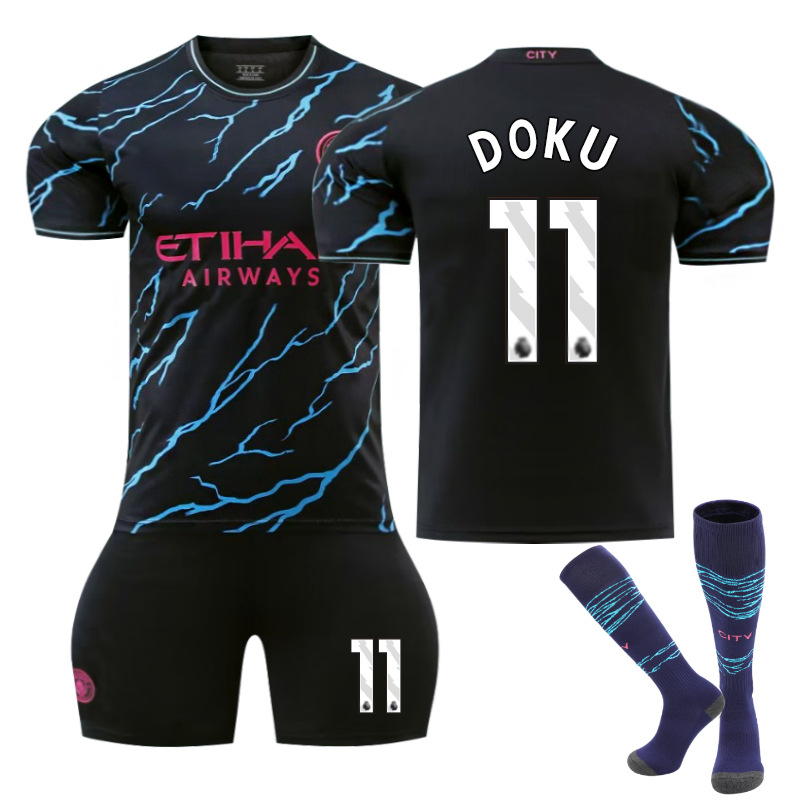 Picture of 23-24 Manchester City II away football uniform suit No. 9 Harland 17 de brauney 10 Rushford 47 Forden