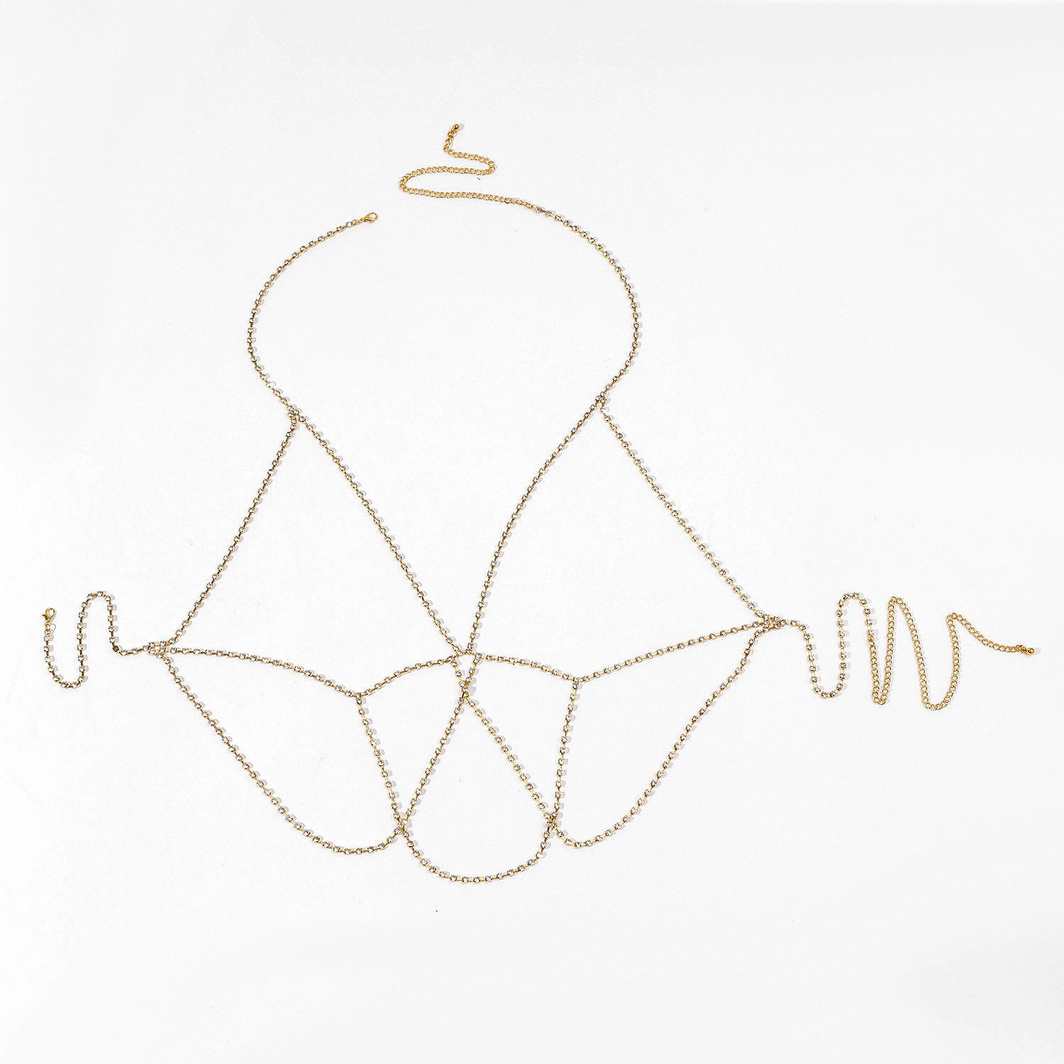 Picture of Bikini Fashion Chest Chain Summer Beach Vacation Rhinestone Chain Simple European and American Tassel Body Chain Accessories Women