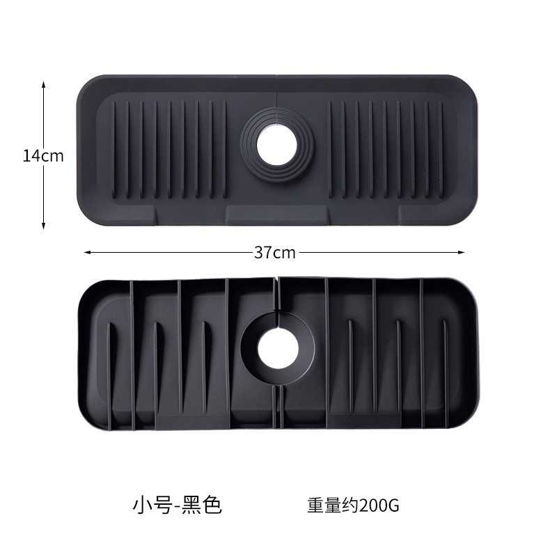 Picture of Faucet silicone draining mat household kitchen countertop sink cutting draining storage mat lengthened draining rack