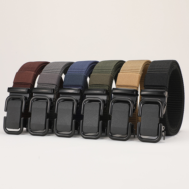New Foreign Trade Cross-border Toothless Automatic Buckle Belt Thickened Imitation Nylon Canvas Trousers Men's Belt in stock