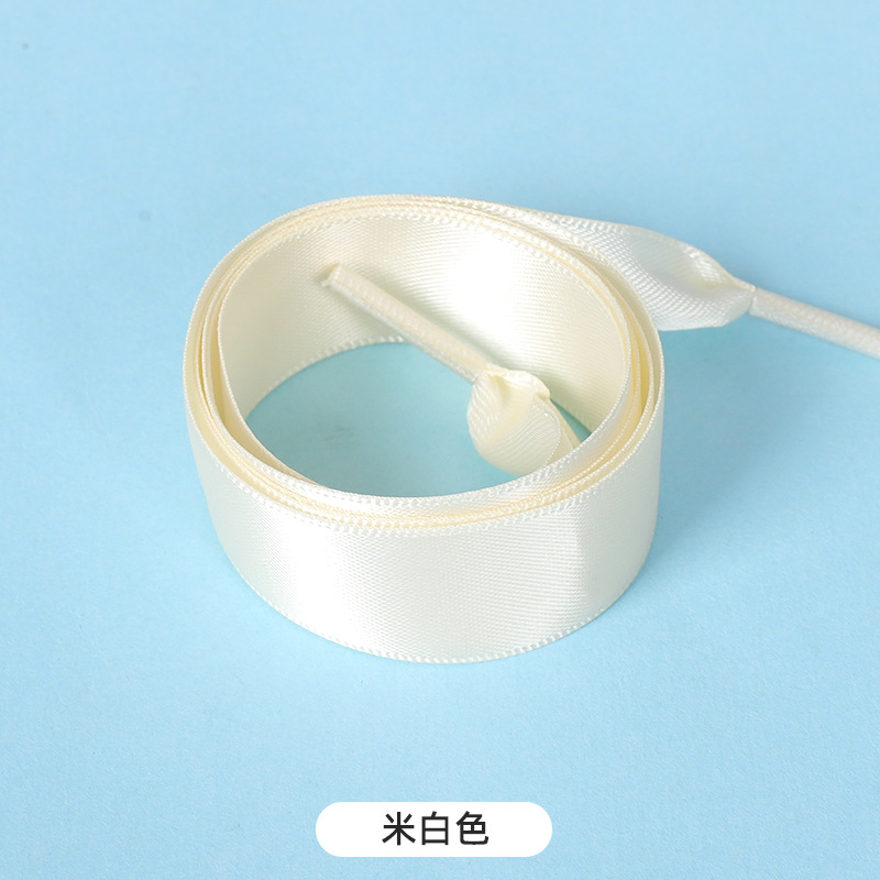 Picture of Silk shoelaces flat lace satin webbing sports small white shoes shoelaces color silk shoelaces 2cm wholesale
