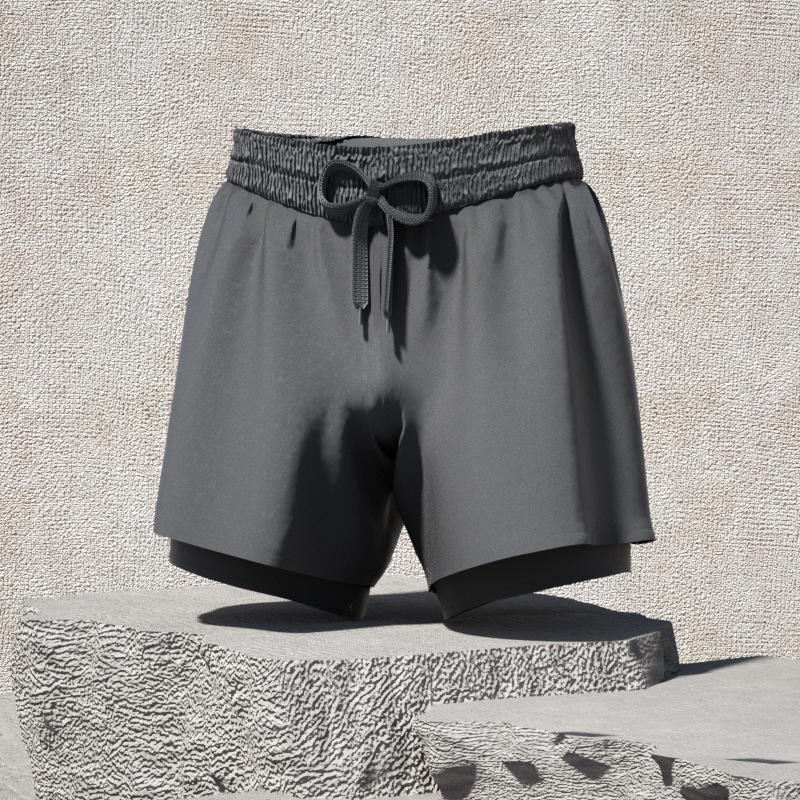 Picture of Men's Double-Layer Swimming Trunks Boxer Adult Quick-Drying Anti-Embarrassment Swimming Trunks Beach Trunks Hot Spring Swimming Equipment Set