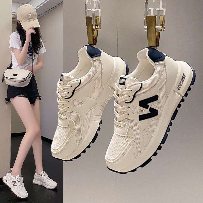 Picture of Thick-Soled Dad Shoes for Women, New Trbottomyy Sports and Casual Shoes, Spring & Fall Versatile Waffle Ins Casual Height-Increasing White Shoes