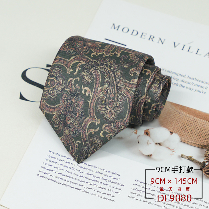 Picture of Dress tie men's Korean British style gentleman retro pattern 9CM hand-made student work business professional wear