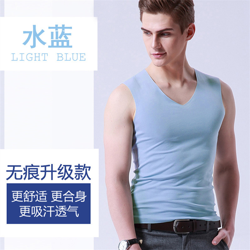 Picture of New men's ice silk vest wide shoulder narrow tailored breathable sweat-absorbent sports fitness base waistcoat monochrome hair generation