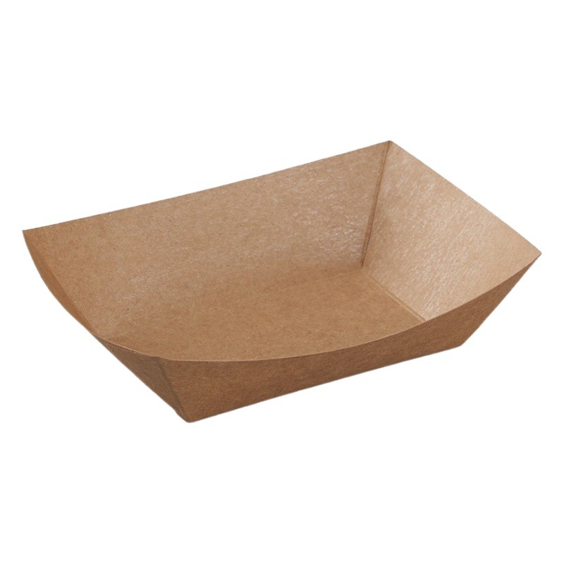Disposable paper boat bowl kraft paper boat-shaped packaging lunch box octopus small balls packaging plate barbecue fried chicken box wholesale