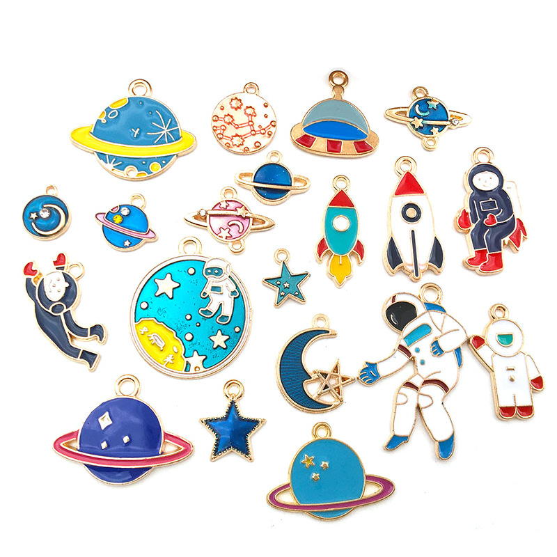 Picture of 1 Astronaut Space Rocket Star Accessory Alloy Oil Drop Pendant Earrings Bracelet Pendant Space Fashion Jewelry