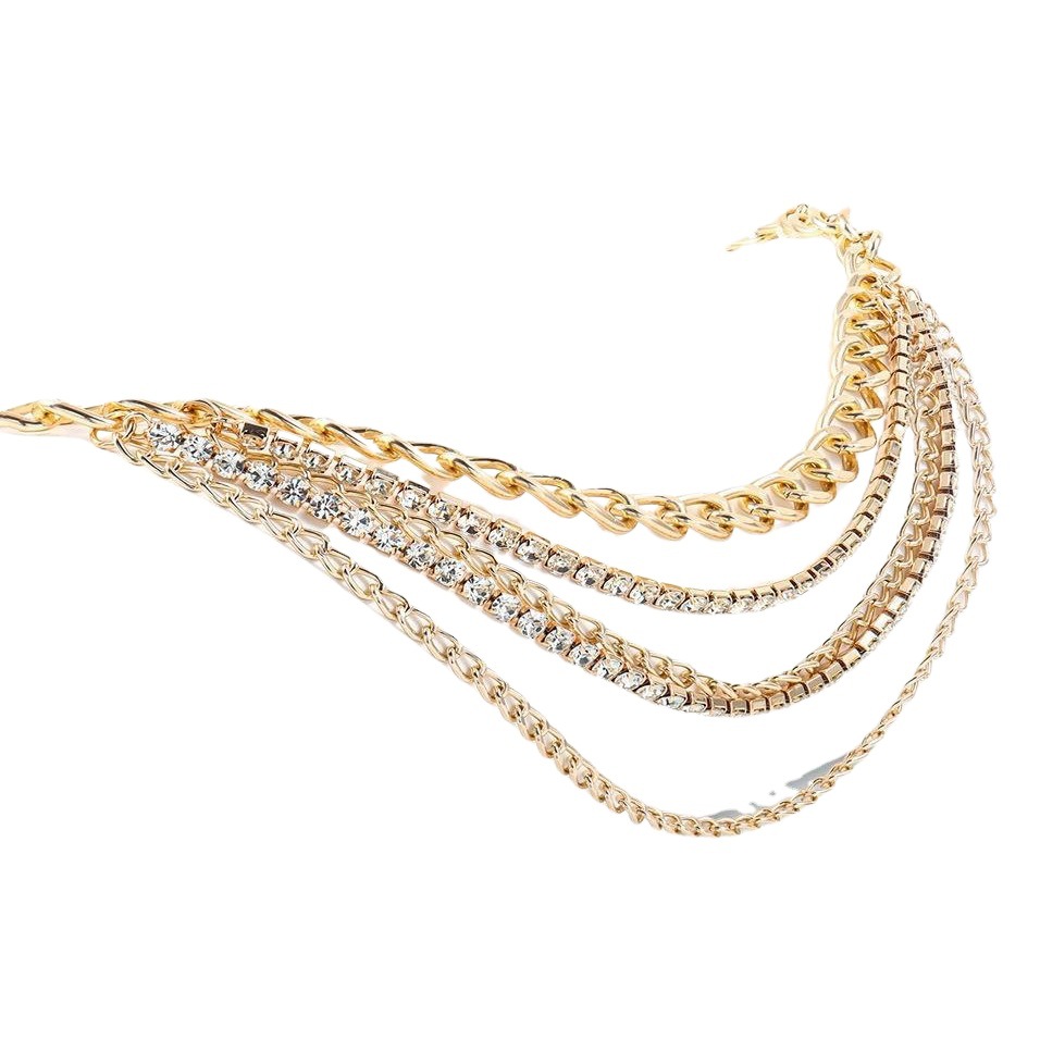Waist Chain Women's Elegant Fashion Multi-layer Diamond Gold Silver Chain Exaggerated Retro Geometric Chain All-match Trendy Body Chain