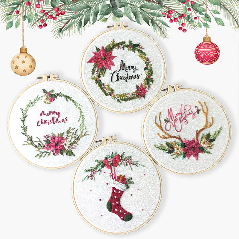 Picture of Original Christmas New embroidery diy handmade material bag cross-border British factory kit beginner thread embroidery Christmas