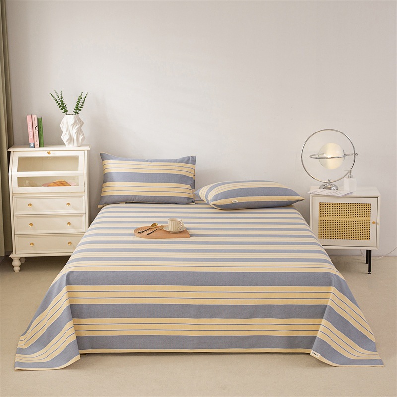 Picture of Cotton Thickened Old Coarse Cloth Bed Sheet Single Piece 100 Cotton Mat Linen Cotton Linen Single Dormitory Three-Piece Set