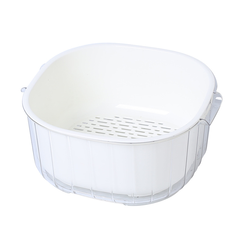 Picture of New double-layer vegetable washing basin drain basket household living room plastic fruit plate kitchen thickened water filter vegetable basket vegetable washing basket