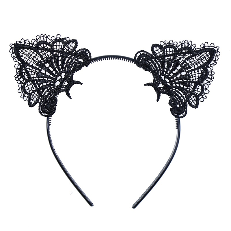 Picture of Water-soluble lace birthday party Halloween headdress headband hollow headband small ears 5022