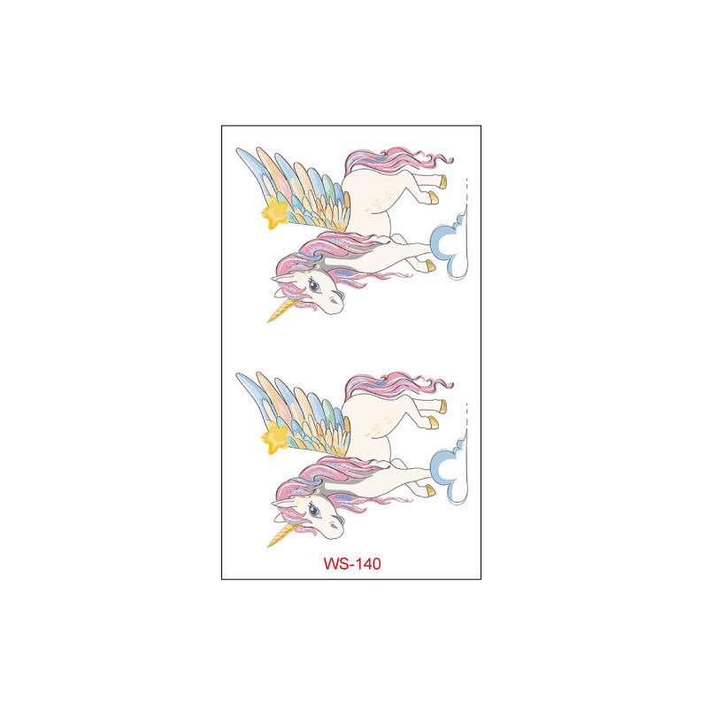 Picture of Unicorn Tattoo Sticker Original Children's Cute Cartoon Doll Birthday Rainbow Little Pegasus Waterproof Temporary Sticker