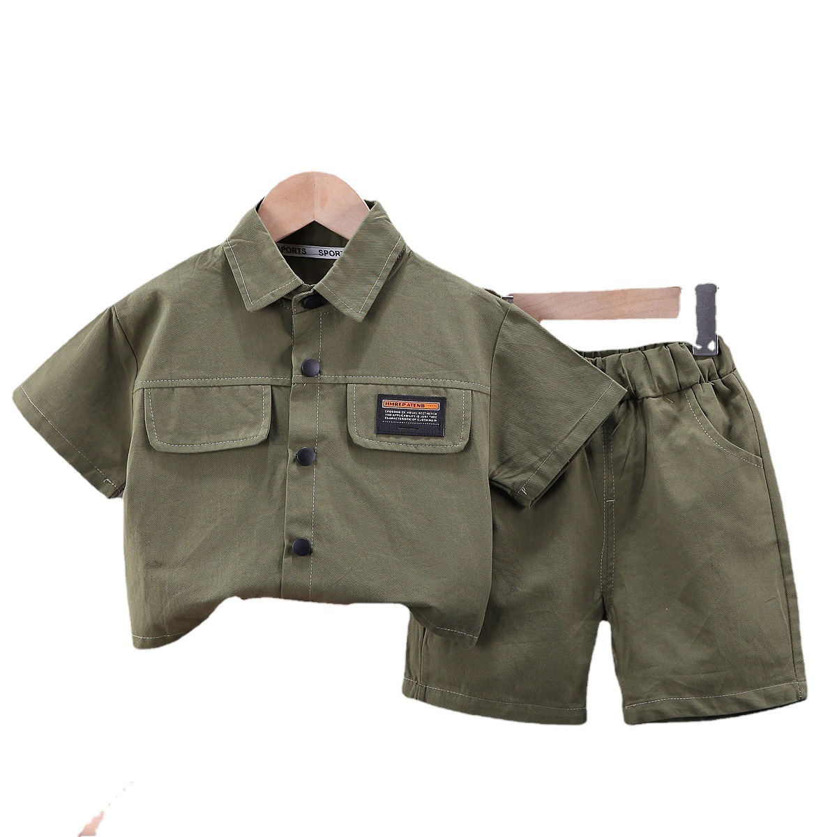 2023 hot spring and summer new short sleeve suit fashion tooling boys short sleeve two-piece wholesale