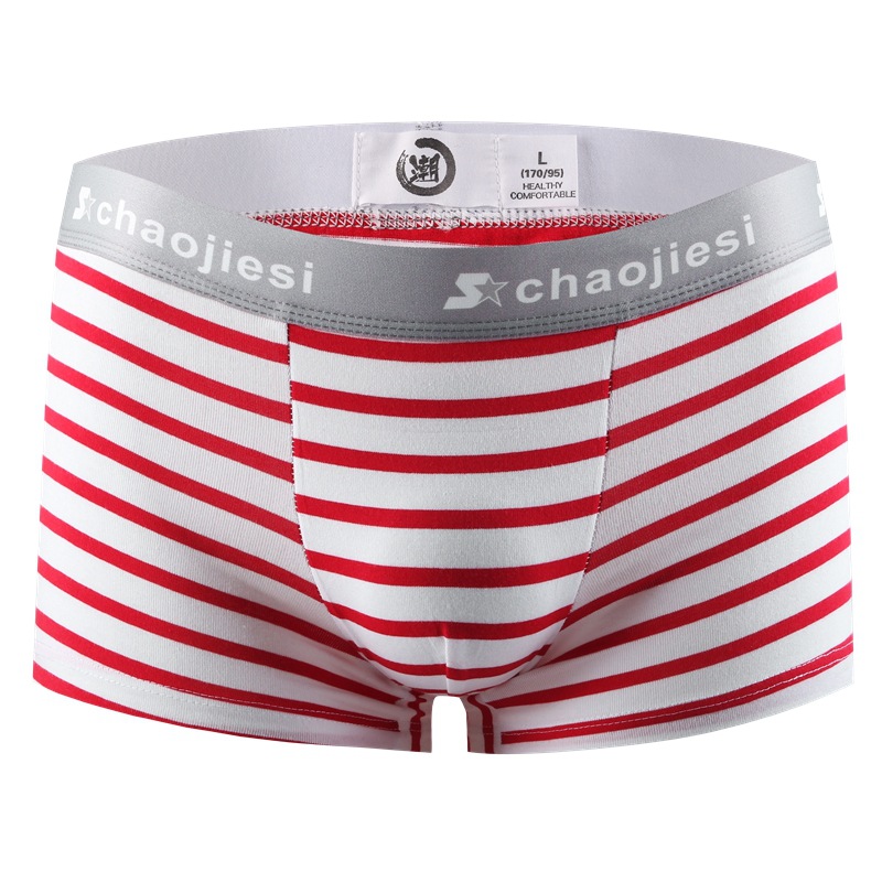 Picture of Trendy Men's Underwear Men's Boxers Striped Underwear Cotton Stenty Sports Low Waist Shorts Youth Four-Corner Shorts