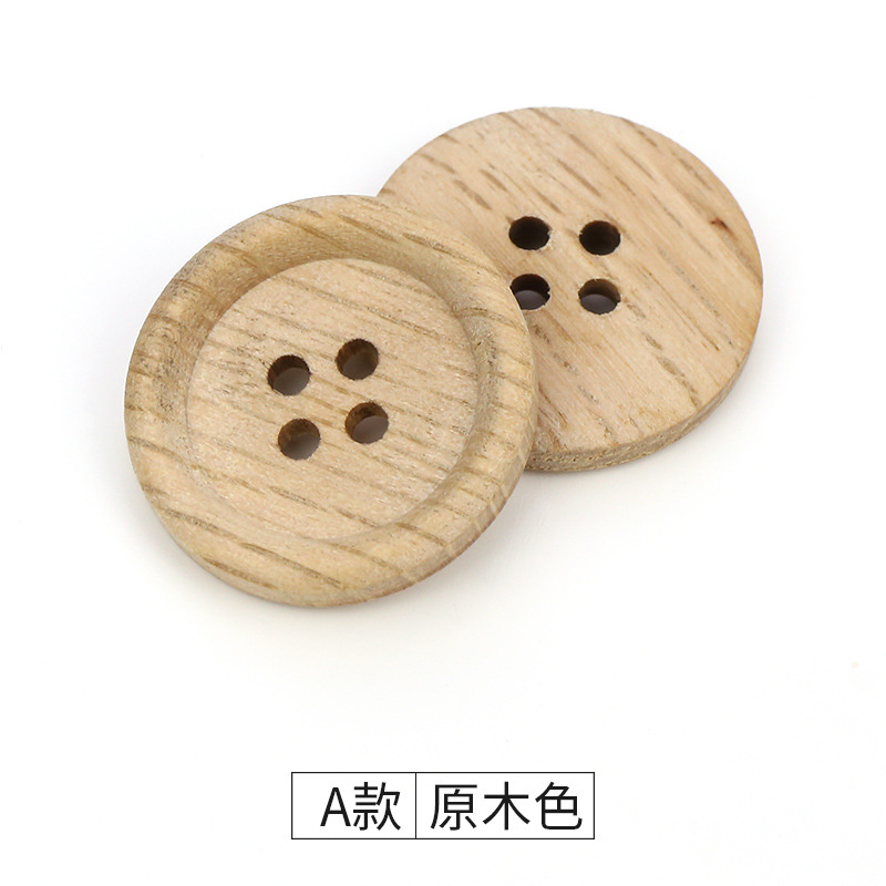 Picture of Cida manufacturers supply wood buttons 9mm -38mm four-eye fine edge buckle sweater round children's DIY accessories